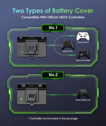 Rechargeable Xbox Battery Pack Compatible with Xbox Series X|S, Xbox One/One S/One X/Elite Controllers, 1400mAh Xbox Controller Battery Pack Rechargeable with 2 Covers+USB Cable, Play While Charging - color: Black