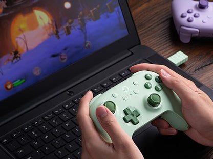 8Bitdo Ultimate 2C Wireless Controller (Hall Effect Joystick Update) for Windows PC and Android, with 1000Hz Polling Rate, Remappable L4/R4 Bumpers, Rumble Vibration and Turbo Function (Green) - color: Green