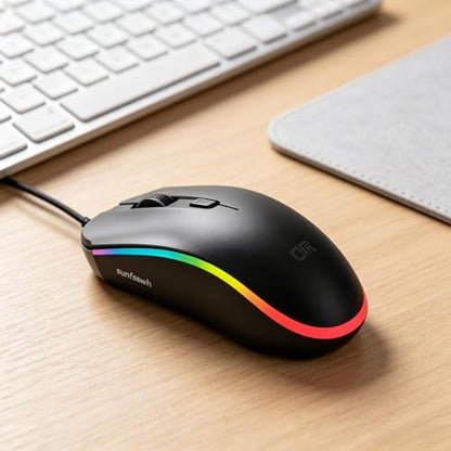Wired Dual Mode Gaming Mouse & RGB Charging Mouse Pad Combo, 10W Qi Wireless Charger, Ergonomic Mice with RGB Light for Gaming & Office
