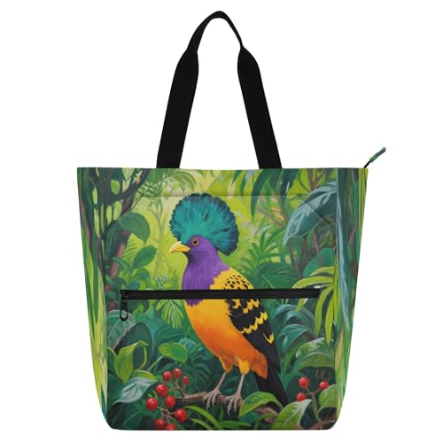 Waterproof Piano Bag for Lessons Vivid Bird Foliage Music Tote with Zipper Pockets for Sheet Music & Books - color: Vivid Bird Foliage