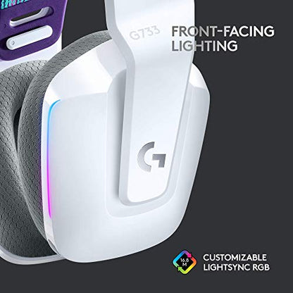 Logitech G733 Lightspeed Wireless Gaming Headset - White | Suspension headband, LIGHTSYNC RGB, Blue VO!CE mic technology, PRO-G audio drivers - color: White