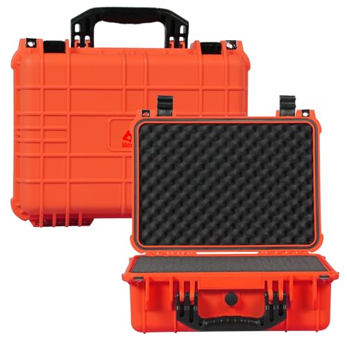 Jack Boss 16x 12.8x 6.8 Inch Hard Case, Portable Weather Waterproof Protective Camera Case with Customizable Foam, Fit Use of Drones, Camera, Equipments, Orange - color: ORANGE, size: 16x12.8x6.8 in
