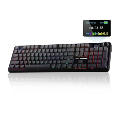 EPOMAKER X Aula F108 PRO Wireless Gaming Keyboard with Screen, 8000mAh Battery, 104 Hot-Swappable and Programmable Keys and Knob, RGB Backlight, for Mac/PC/Android (Black Gradient) - color: Black Gradient