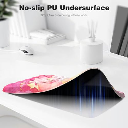 Ospelelf Pink Mouse Pad with Wrist Support Large Ergonomic Office Comfy Pain Relief Mousepad Wrist Rest - color: Pink