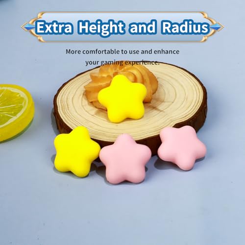 PERFECTSIGHT Cute Star Thumb Grip Caps for Switch 2, PS5, PS4, Xbox Series X/S, Xbox One, Switch PRO Controller, 4PCS Kawaii Soft Rubber 3D Analog Thumbsticks Grips Joystick Cover (Yellow+Pink) - color: Yellow+Pink Star