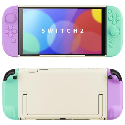 PlayVital Protective Case for Nintendo Switch 2 - Cute Dockable Hard Case Shell for Switch 2 with Thumb Grip & Sticker & Button Caps, Anti-Scratch & Shockproof Cover Skin - Soft Violet & Mint Green - color: Soft Violet & Mint Green