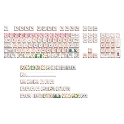 Keycaps 60 Percent PBT for Mechanical Keyboard-139 Key Keycaps, Dye-Sublimation Cute MOA Profile Custom Keycap for 61 68 87108 Mechanical Keyboard(Pink) - color: Pink Bear MOA