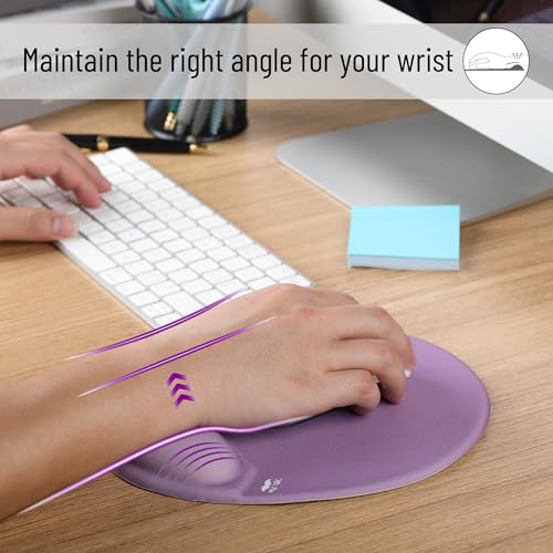 Mr. Pen- Ergonomic Mouse Pad with Wrist Rest | Purple Breathable Fabric with Memory Foam Cushion, Non-Slip Rubber Base, Gel Mouse Pad with Wrist Support - color: Purple