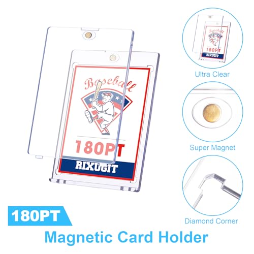 20 Pack 180pt One Touch Magnetic Card Holders for Trading Cards | Strong Magnetic Closure, UV Protection and Scratch Resistant Hard Shell, Fits Thick Baseball Football Sport Game Cards - size: 20ct 180PT Card Holder