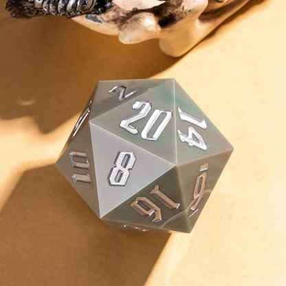 55mm 20 Sided DND Dice, Giant D20 D&D Polyhedral Dice Large D20 with Die Gift Box for D&D,RPG Table Games (Green Marble/White Number) - color: Green Marble/White Number