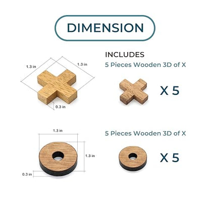 BSIRI Tic Tac Toe Wooden Board Games (Only X-O Pieces)- Unique Gifts, Fun Gifts for Adults and Use as Living Room Rustic Table Decor Ideal for Coffee Table Decor - style: Only X-O Pieces