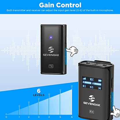 Wireless Lavalier Microphone for Cameras Camcorder,Noise Cancellation,328ft Range,3 Pickup Modes,Compact Clip-on Lapel Mic for Video Recording Interview YouTube Live Streaming