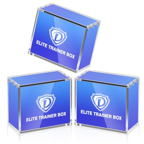 ETB Protector Case Clear Acrylic Display Box with Magnetic Closure Design 5mm Thickened Protective Stackable Storage Box for Card Game Collection(Elite Trainer Box Case,3 Pack) - size: Elite Trainer Box Case