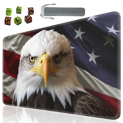 Board Game for TCG Playmat Table Mats Games Size 60X35 cm Mousepad Compatible for MTG RPG CCG Trading Card Game Play mats with 6 Dice (Playmat 115) Eagle American FLA - color: Sotw-playmats-1-115