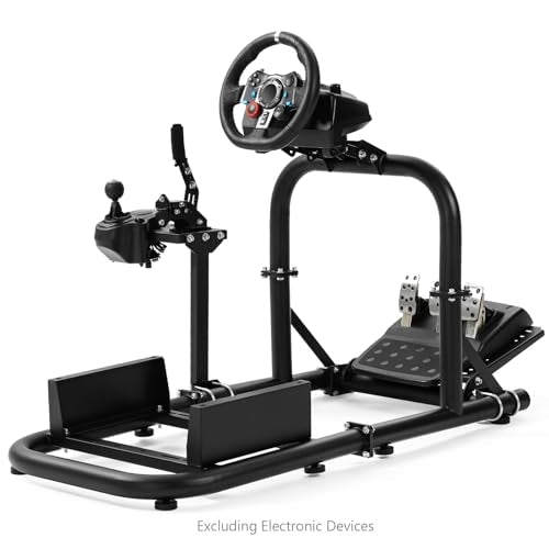 Supllueer Racing Simulator Cockpit Upright Stable Fit for Logitech G27 G29 G920 G923,for Thrustmaster T300RS F458 T500R,for Fanatec, 50mm Round Tube Racing Wheel Stand without Wheel Pedal Shifter Seat