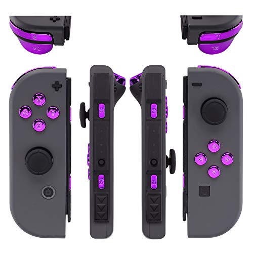 eXtremeRate DIY Full Set Buttons for Nintendo Switch & Switch OLED, Chrome Purple Glossy Replacement Buttons for JoyCon, ABXY Direction Keys SR SL L R ZR ZL + - Home Capture Trigger Buttons Springs - color: Chrome Purple