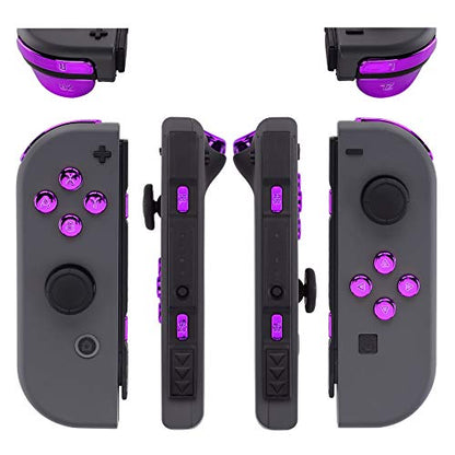 eXtremeRate DIY Full Set Buttons for Nintendo Switch & Switch OLED, Chrome Purple Glossy Replacement Buttons for JoyCon, ABXY Direction Keys SR SL L R ZR ZL + - Home Capture Trigger Buttons Springs - color: Chrome Purple