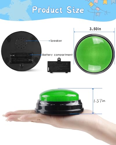 2-Pack Buzzers for Trivia Games, Game Buzzers with Lights and Sound, Family Feud Buzzers, Answer Buzzers for Classroom and Trivia Nights