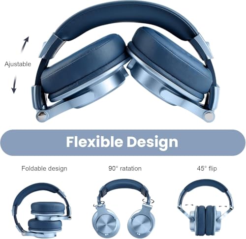 OneOdio A70 Bluetooth Over Ear Headphones, Wireless Headphones w/ 72H Playtime, Hi-Res, 3.5mm/6.35mm Wired Audio Jack for Studio Monitor & Mixing DJ Guitar AMP, Computer Laptop PC Tablet - Sky Blue - color: Sky Blue