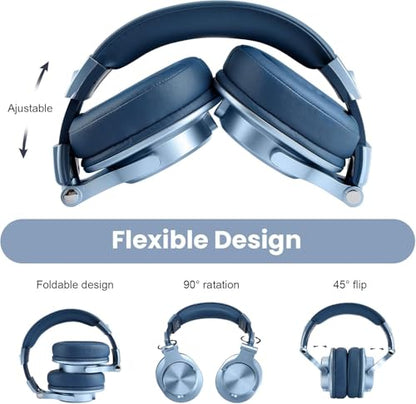 OneOdio A70 Bluetooth Over Ear Headphones, Wireless Headphones w/ 72H Playtime, Hi-Res, 3.5mm/6.35mm Wired Audio Jack for Studio Monitor & Mixing DJ Guitar AMP, Computer Laptop PC Tablet - Sky Blue - color: Sky Blue