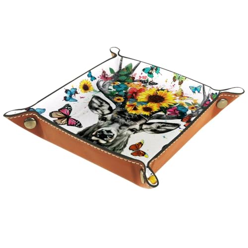 Deer Butterflies Sunflowers Dice Tray Dice Rolling Tray Folding Dice Holder for Dice Games, Like RPG, DND and Other Table Games - color: Multi 5