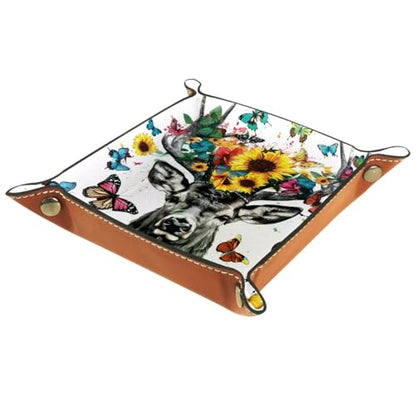 Deer Butterflies Sunflowers Dice Tray Dice Rolling Tray Folding Dice Holder for Dice Games, Like RPG, DND and Other Table Games - color: Multi 5