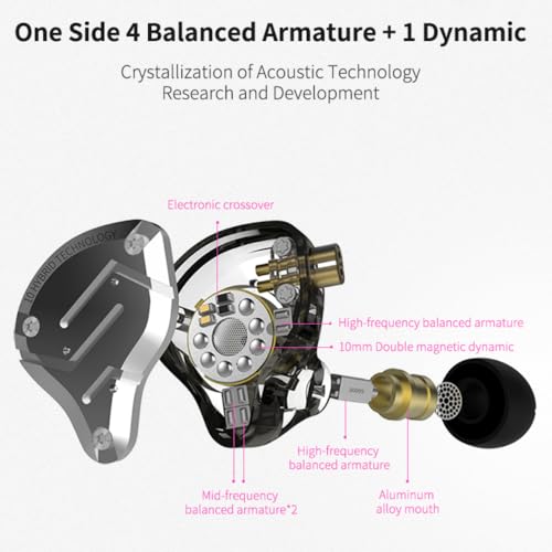 KZ ZS10 PRO in Ear Monitor Headphones, 4BA+1DD 5 Hybrid Driver Gaming Earbuds Wired Earphones, HiFi Clarity Sound Immersive Bass IEMs for Gaming Musician Singer Audiophile (Purple Without Microphone) - color: Purple, style: without mic