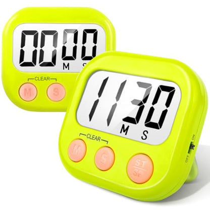 2 Pack Kitchen Timers Loud Ring Digital Timers for Cooking Magnetic Green - color: Green