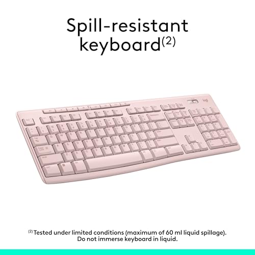 Logitech K270 Full Size Wireless Keyboard for Windows - Rose | Full-size keyboard with number pad, 8 multimedia keys, includes USB-A receiver, 2-year battery, compatible with PC, laptop - color: Rose, size: 1 Pack, style: Keyboard