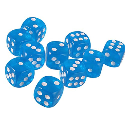 10PCS Polyhedral Dice - D6 Acrylic Dice, 16mm, Transparent Blue for RPG, MTG, DND, Table Games - color: Transparent Blue