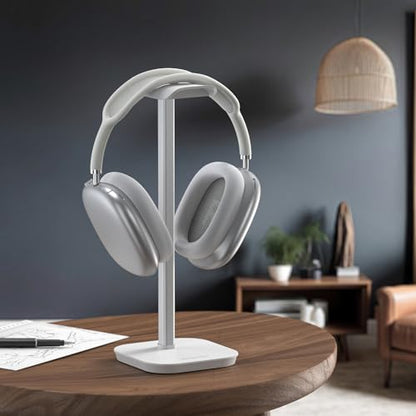 Headphone Stand, Desktop Headset Holder Heavy Base Desk Earphone Stand Aluminum Gaming Headset Hanger Rack Compatible with AirPods Max, AirPods Pro, Sony, Beats, Bose, Razer (White) - color: White