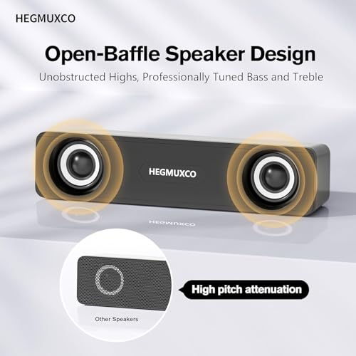 10W Wired Stereo Speaker Compact PC Speakers for Desktop -, USB Powered, 3.5mm Audio Input, Laptop Expertly Tuned Computer Soundbar