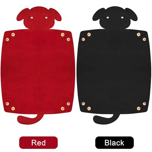 SIQUK 2 Pieces Dog Dice Tray Folding Dice Rolling Trays PU Leather Scroll Dices Holder Storage for D&D RPG Games (Black, Red) - color: Black, Red