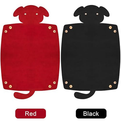 SIQUK 2 Pieces Dog Dice Tray Folding Dice Rolling Trays PU Leather Scroll Dices Holder Storage for D&D RPG Games (Black, Red) - color: Black, Red