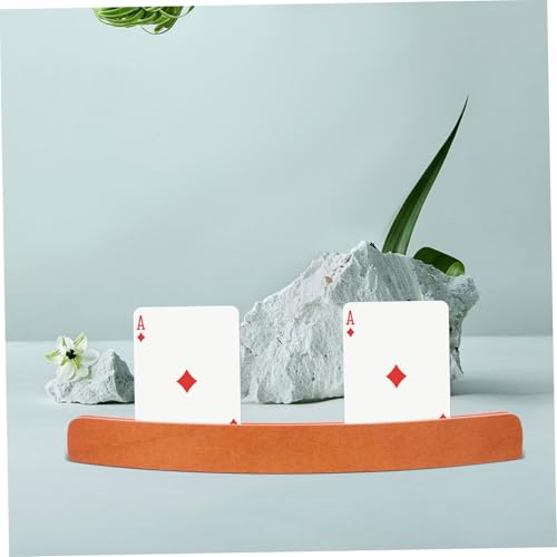 Card Holder for Desk Wood Card Rack Poker Stand Display Storage Stylish Wooden Finish