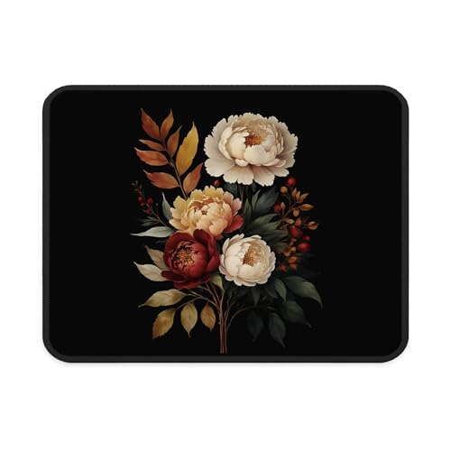 Dark Gothic Moody Peony Floral Mouse Pad, Dark Cottagecore Botanical Floral Mouse Pad for Work Computers Laptop Home Office Dorm Desk Accessories, 9.5x7.9 Inch - color: Landscape Flowers Mouse Pad C