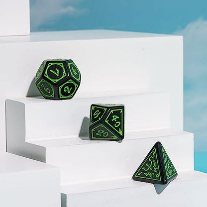 DND Dice Set -D&D Polyhedral Dice (7 Pcs) Druid Dice with Leather Dice Bag for Role Playing Dice Games RPGs(Druid - Black Green) - color: Druid - Black Green