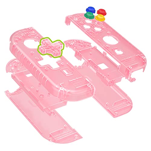 eXtremeRate Cherry Pink Joycon Handheld Controller Housing (D-Pad Version) with Colorful Buttons, DIY Replacement Shell Case for Nintendo Switch & Switch OLED Joy-Con – Console Shell NOT Included - color: Cherry Pink
