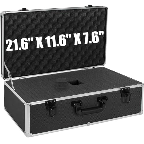 22 Inch Hard Carrying Case | Ideal for Wireless Mic System Storage & Camera Gear Transportation with Customizable Pre-Diced DIY Foam, Black - size: Inner：21.6''X 11.6''X 7.6''
