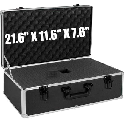 22 Inch Hard Carrying Case | Ideal for Wireless Mic System Storage & Camera Gear Transportation with Customizable Pre-Diced DIY Foam, Black - size: Inner：21.6''X 11.6''X 7.6''