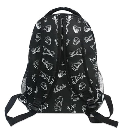 Backpack Black Chess Bookbag Daypack Travel Hiking Camping School Laptop Bag - color: Multi Pattern 22