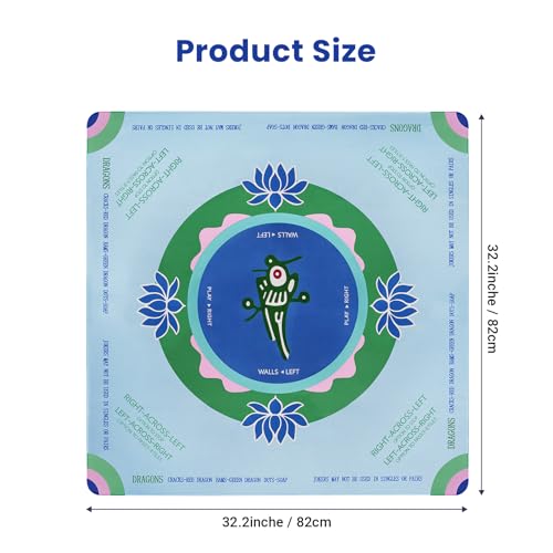 Mahjong Mat with Rules, 32.2 Inch Square Mahjong Mats for Table, Noise Reduction Mah Jong Mat, Rubber Anti-Slip Base for Board Games, Tiles Game & Dominoes Green Chick - color: Green Chick