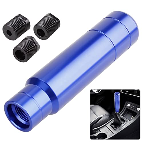 BARTOO Aluminum Alloy Heavy Weighted Shifter Knob, 5" Auto Gear Shift Knob, Car Gear Lever Stick Shifter Handle,with 3 Threaded Adapters M8 M10 M12,Fit Most Automatic Manual Vehicle (Blue) - color: Blue