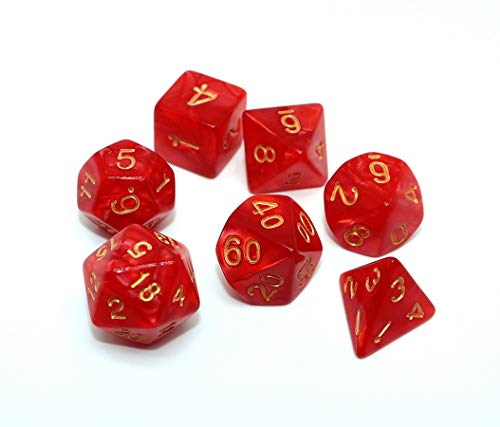 Polyhedral DND Dice Set for Dungeon and Dragons D&D Pathfinder MTG 7-Die RPG Dice with Dice Bag（Red Dice） - color: Red