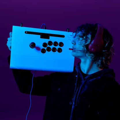 Victrix Pro FS Fight Stick Arcade Controller for PlayStation, PS5, PS4, PC | Esports, Tournament-Grade, 9 Sanwa Denshi Buttons, Aluminum Body, Detachable Joystick, Lockable Control Bar, Purple - color: Purple
