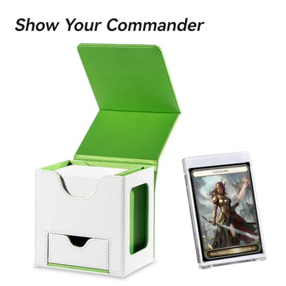 Mage Tech Card Deck Box for MTG Commander - Patented Design, Commander Display, Fits 100 Double-Sleeved Cards, 35pt Card Brick & Dice Tray - White/Green - color: 3. Convoke (White/Green)