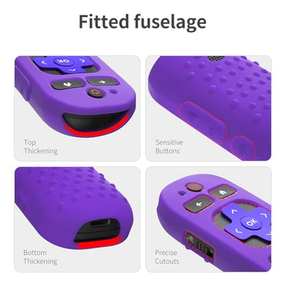 Silicone Case for Roku Voice Remote Pro 2nd Ed. RCB1R Protective Shockproof Skin with Lanyard (Purple) - color: purple