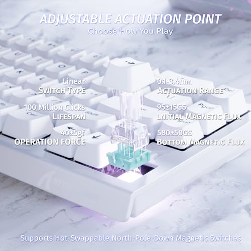 ATTACK SHARK X68 HE 60% Wired RT 8K Keyboard and Wireless R1 Mouse-White | Adjustable Actuation,Hall Effect Mechanical Magnetic Switch,Coiled Cable,USB C/2.4Ghz/BT Ultralight 18K DPI Mice for PC Gamer - color: White, size: Keyboard Mouse