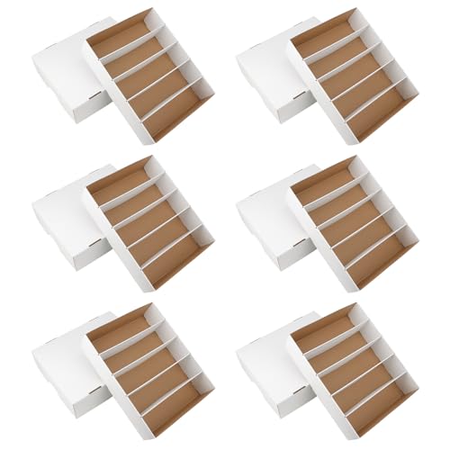 6 Pack Card Storage Box, 3700 Count Trading Card Storage Box White Sports Storage Card Box Organizer Sorting Tray Cards Sleeve Cases Box for Storing Protecting and Organizing Soccer Cards - style: 6 Set-1