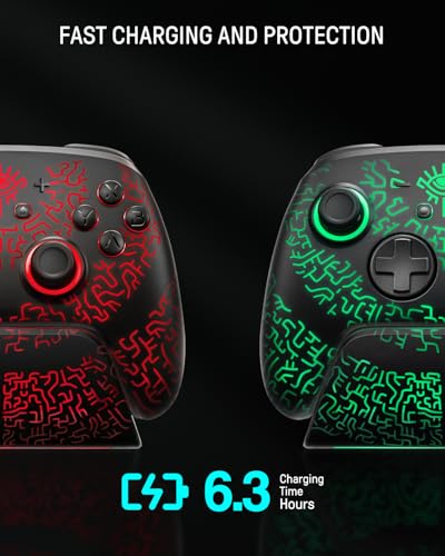 Switch 2 Pro Controller Wireless with Charging Dock, Hall Effect Controller for Switch 2/Switch/OLED/Steam Deck, Luminex Bluetooth Controles with Hidden Glow LED, One-Button Wake-Up, Back Paddles - color: 초록색.